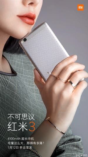 Official: Xiaomi Redmi 3 has a 4100mAh battery