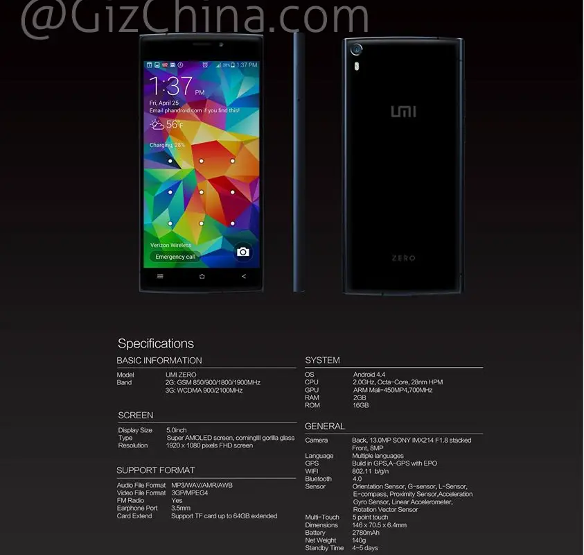 UMi release final specifications of their UMi Zero smartphone