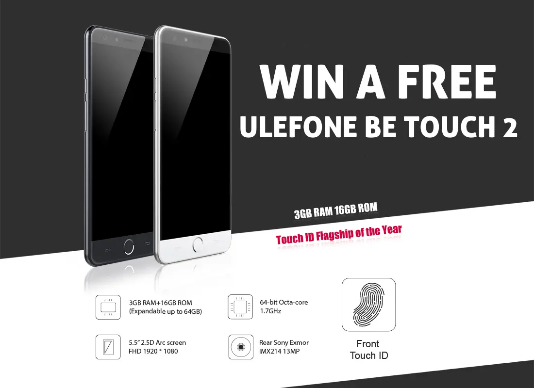 Update: Still 5 chances left to Win a FREE Ulefone Be Touch 2