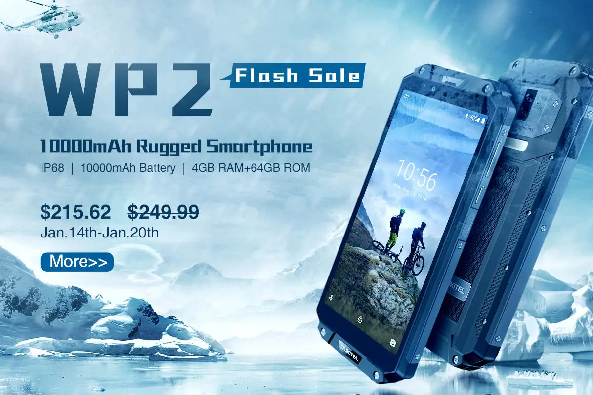 10000mAh Rugged Phone OUKITEL WP2 in Winter Sale at just $215.62