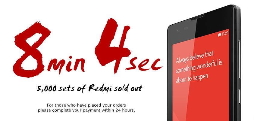 It took Xiaomi 8min 4sec to sell 5000 units of the Redmi in Singapore