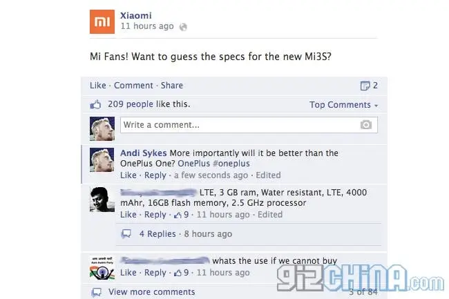 Xiaomi Mi3S confirmed!