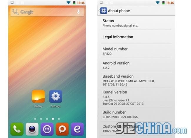 Zopo ZP820 quad-core MT6582 Antutu benchmarks