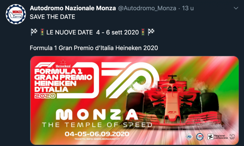 Italiaanse Grand Prix gaat door? Monza zet aankondiging op Twitter!