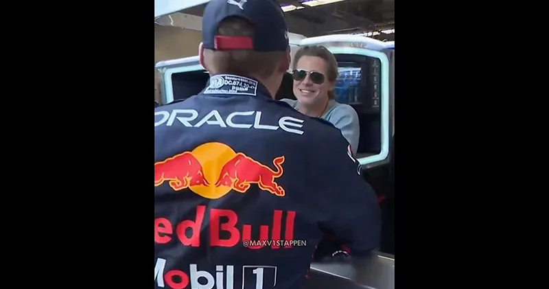 Video. Max Verstappen en Brad Pitt hebben een onderonsje in Austin