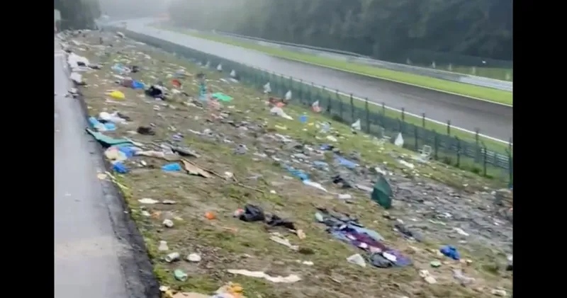 Video. Formule 1-fans op Spa-Francorchamps laten ravage achter