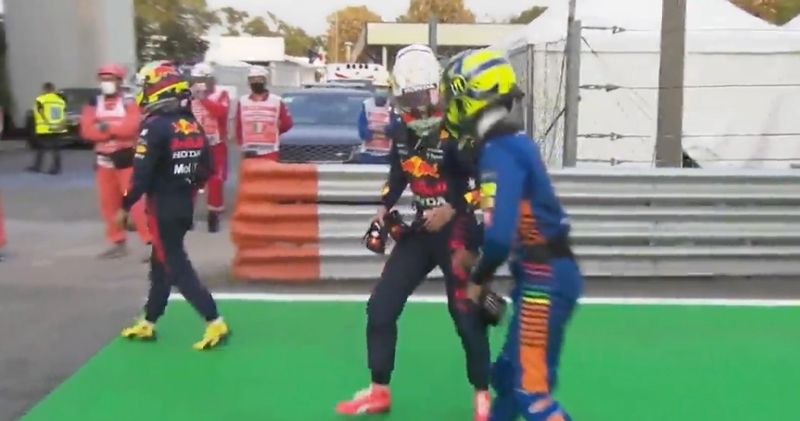Video. Max Verstappen en Lando Norris klooien na kwalificatie in Monza