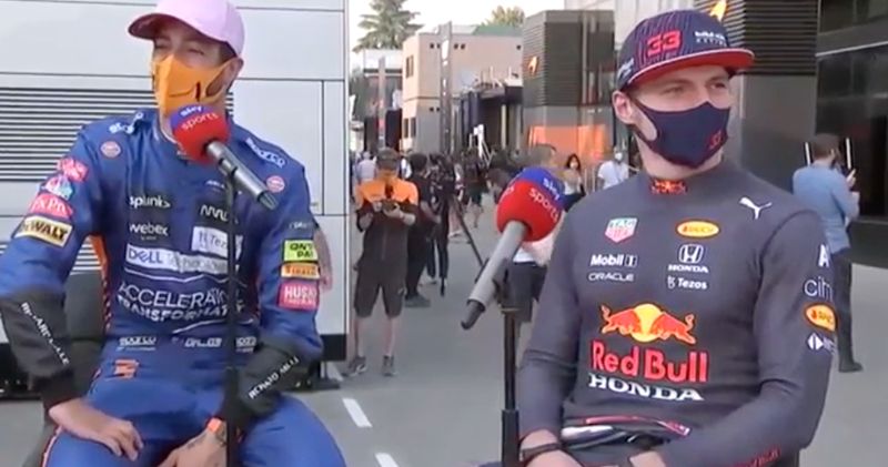Video. Max Verstappen en Daniel Ricciardo samen te gast bij Sky Sports