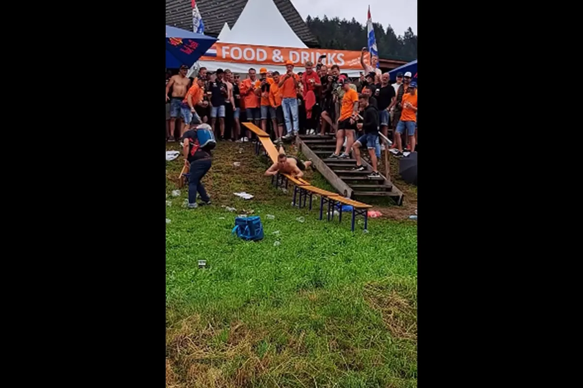 Video: Nederlandse fans bouwen eigen glijbaan op de Red Bull Ring