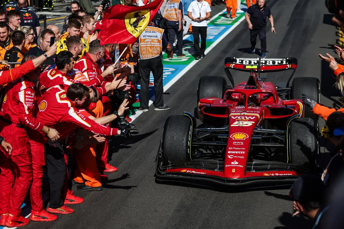 ferrari pit aus sainz win