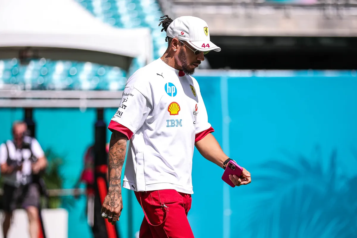 Ferrari-coureur Lewis Hamilton in Miami