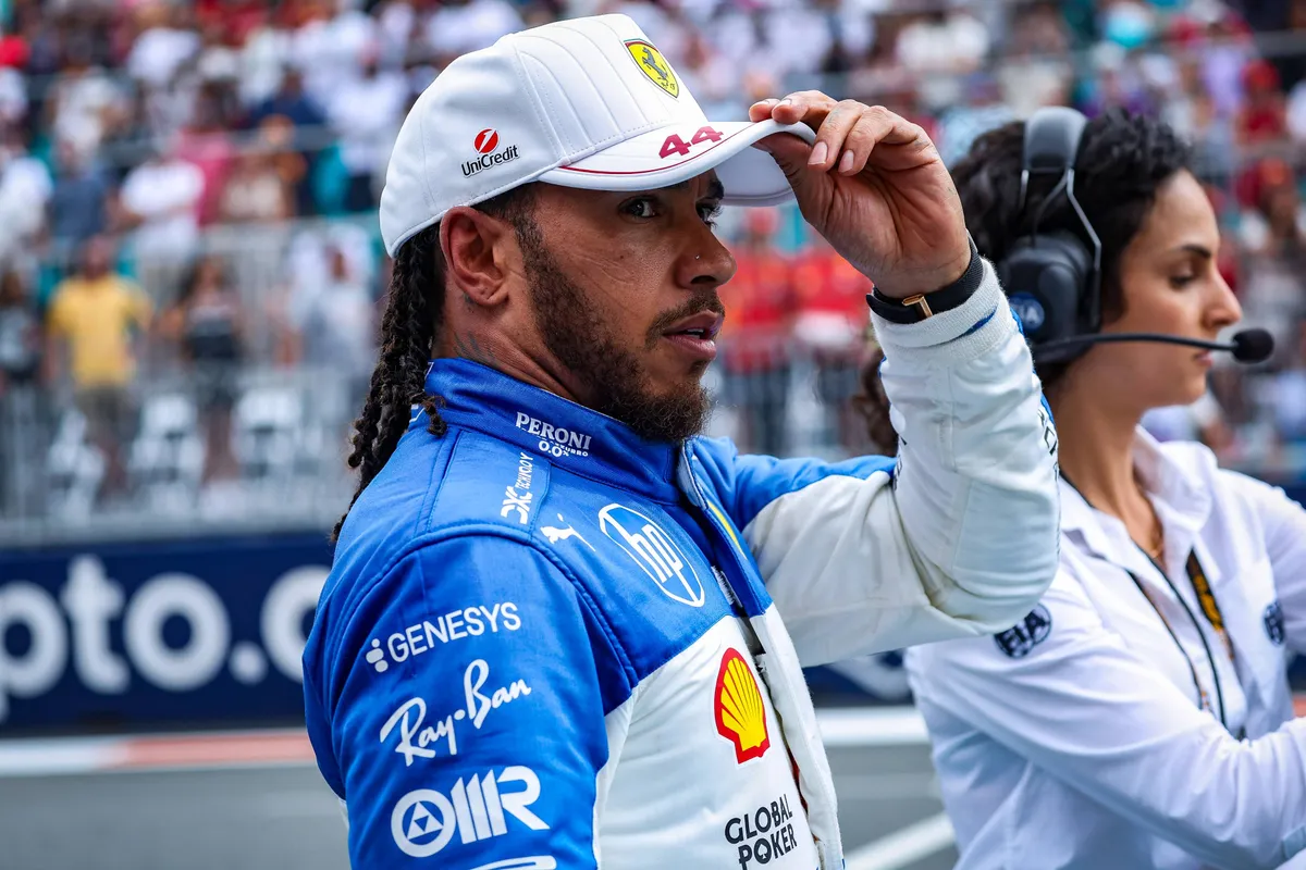 Lewis Hamilton voor Ferrari in Miami