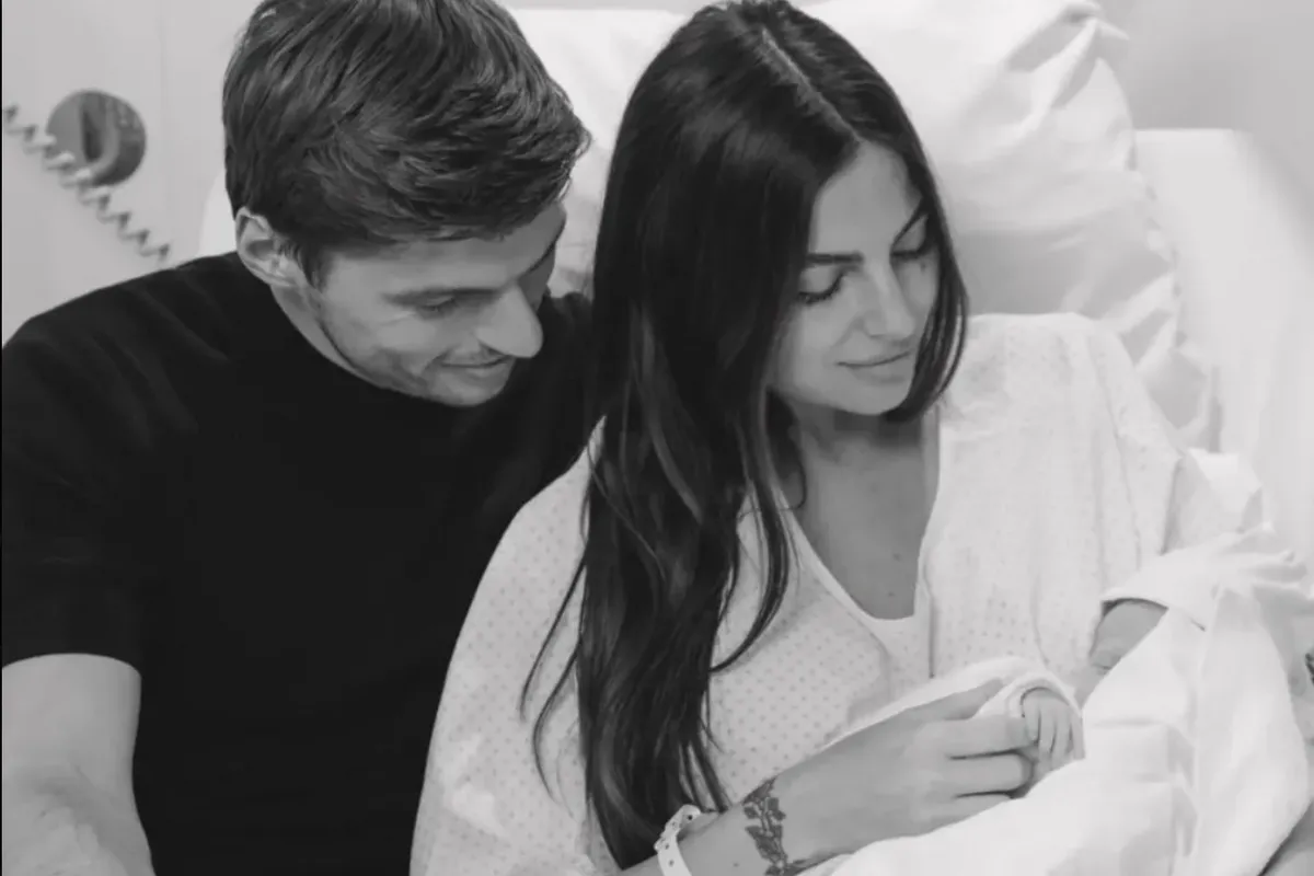 Max Verstappen en Kelly Piquet na de geboorte van dochter Lily