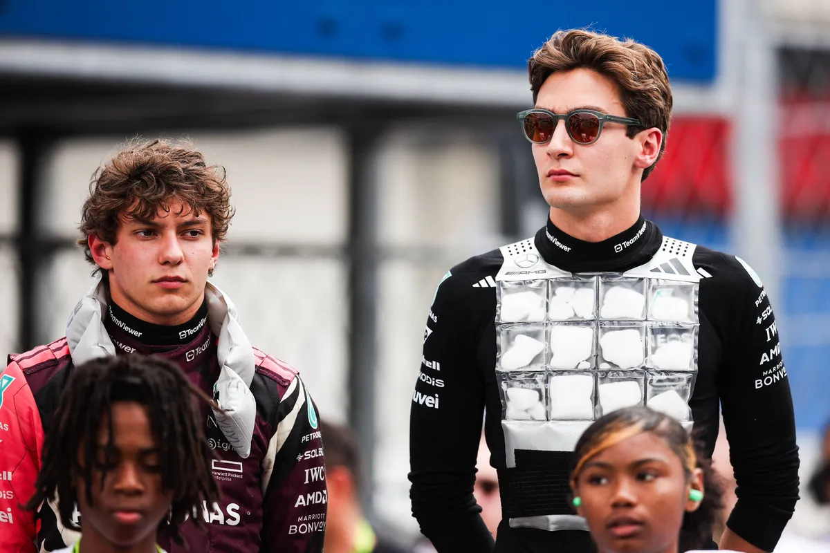 George Russell en Kimi Antonelli voor de race in Miami