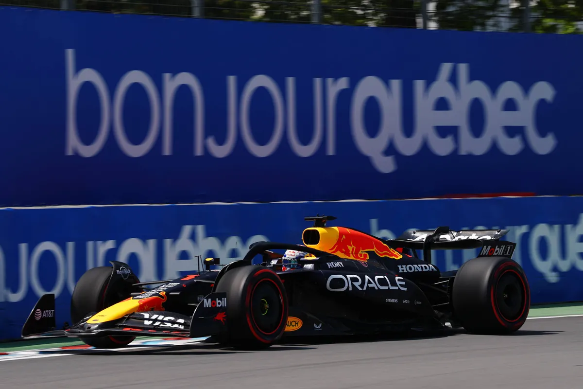 Red Bull-coureur Max Verstappen tijdens de eerste vrije training in Canada