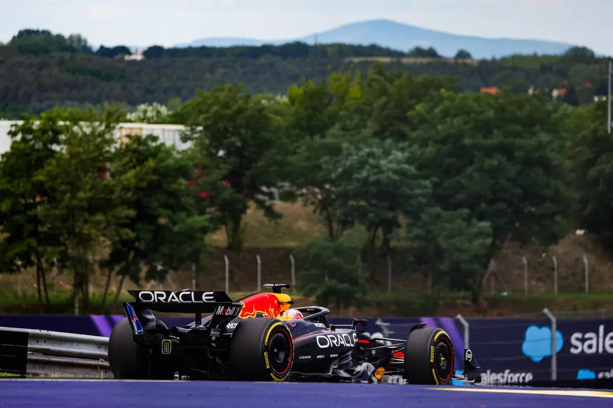 Red Bull-coureur Max Verstappen in actie tijdens de race van de Grand Prix van Hongarije