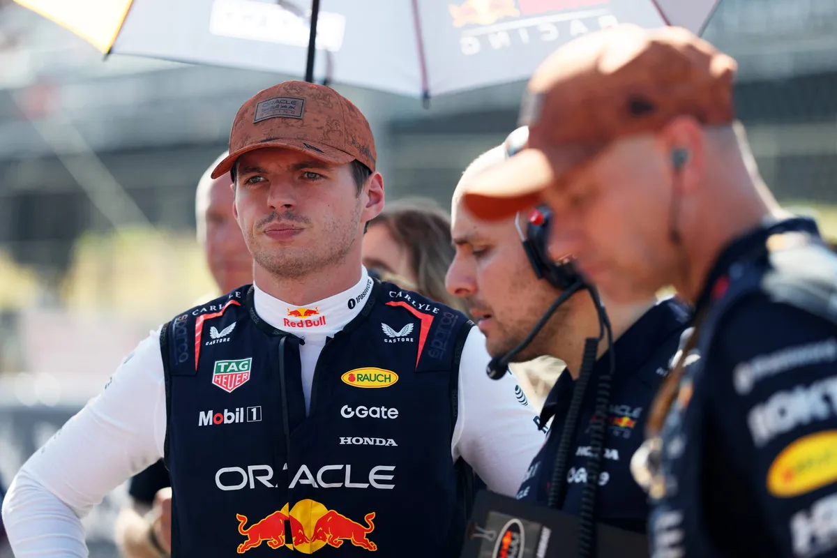 Max Verstappen op de grid voor de start van de race in de Verenigde Staten in 2025