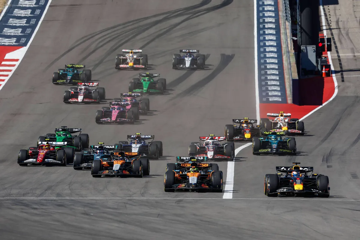 De start van de Grand Prix van de Verenigde Staten in Austin in 2025