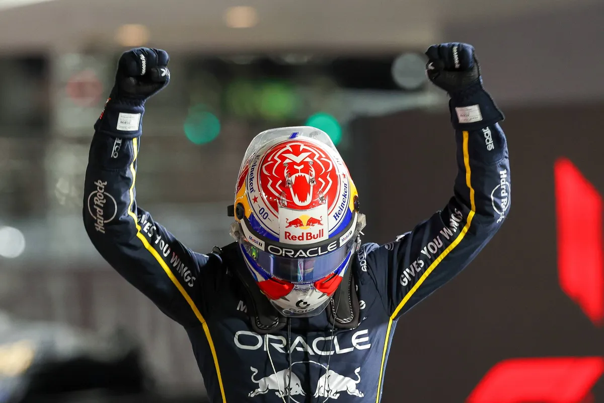 Max Verstappen na de overwinning van hem in Las Vegas