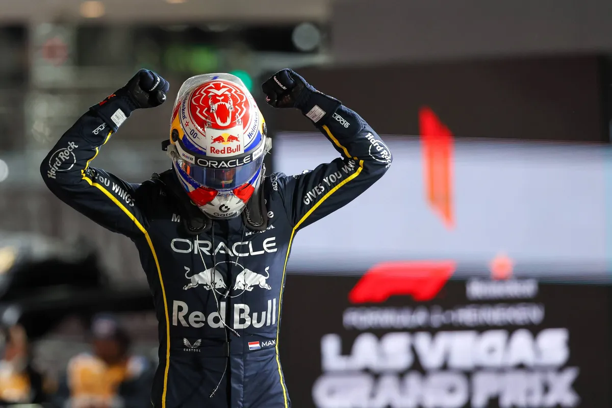 Max Verstappen na zijn overwinning in Las Vegas