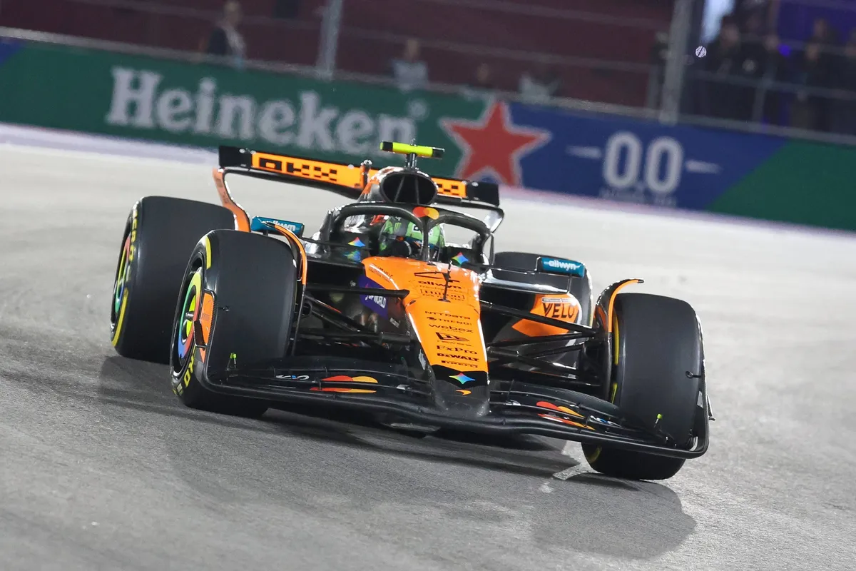 De McLaren van Lando Norris in Las Vegas