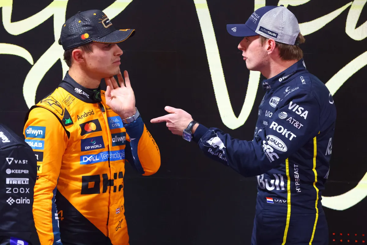 Max Verstappen en Lando Norris in Las Vegas
