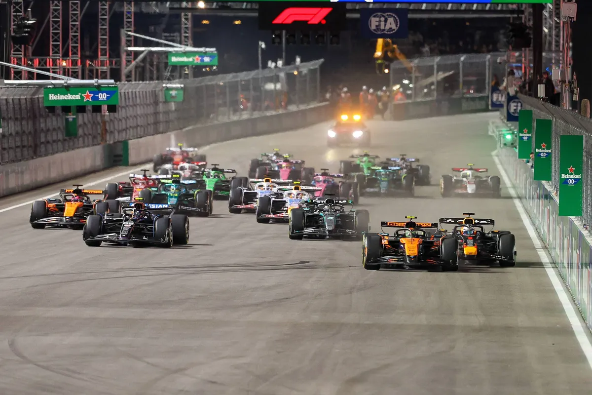 De start van de race in Las Vegas in 2025