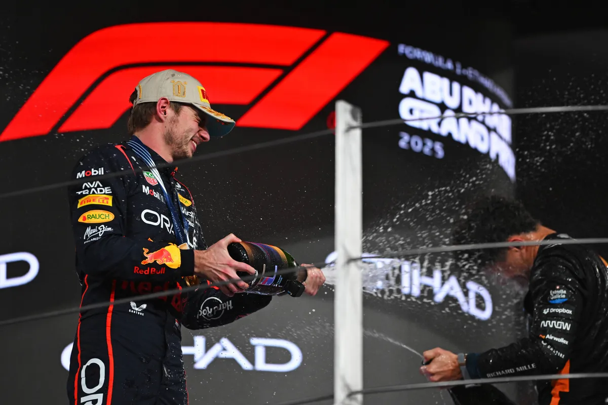 McLaren Red Bull Racing Max Verstappen Lando Norris podium  Abu Dhabi 2025 F1