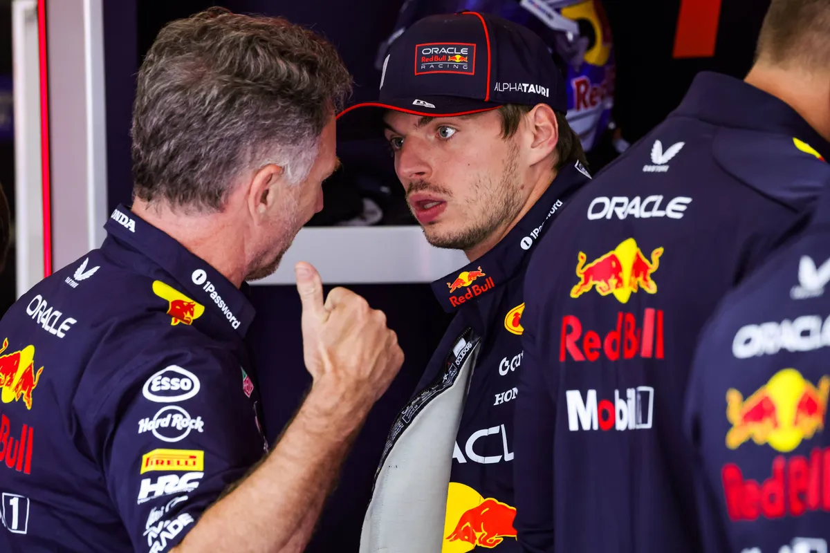 Max Verstappen en Christian Horner