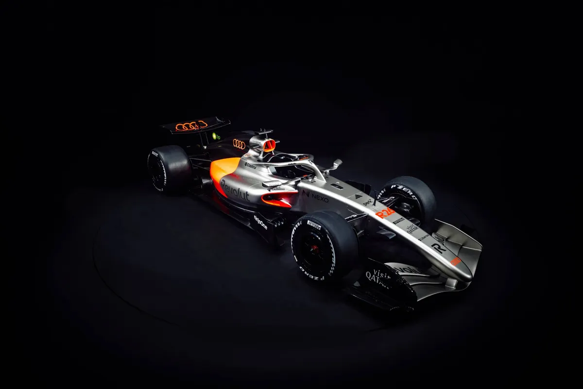De zijkant van de Audi R26, voor het 2026 F1-seizoen