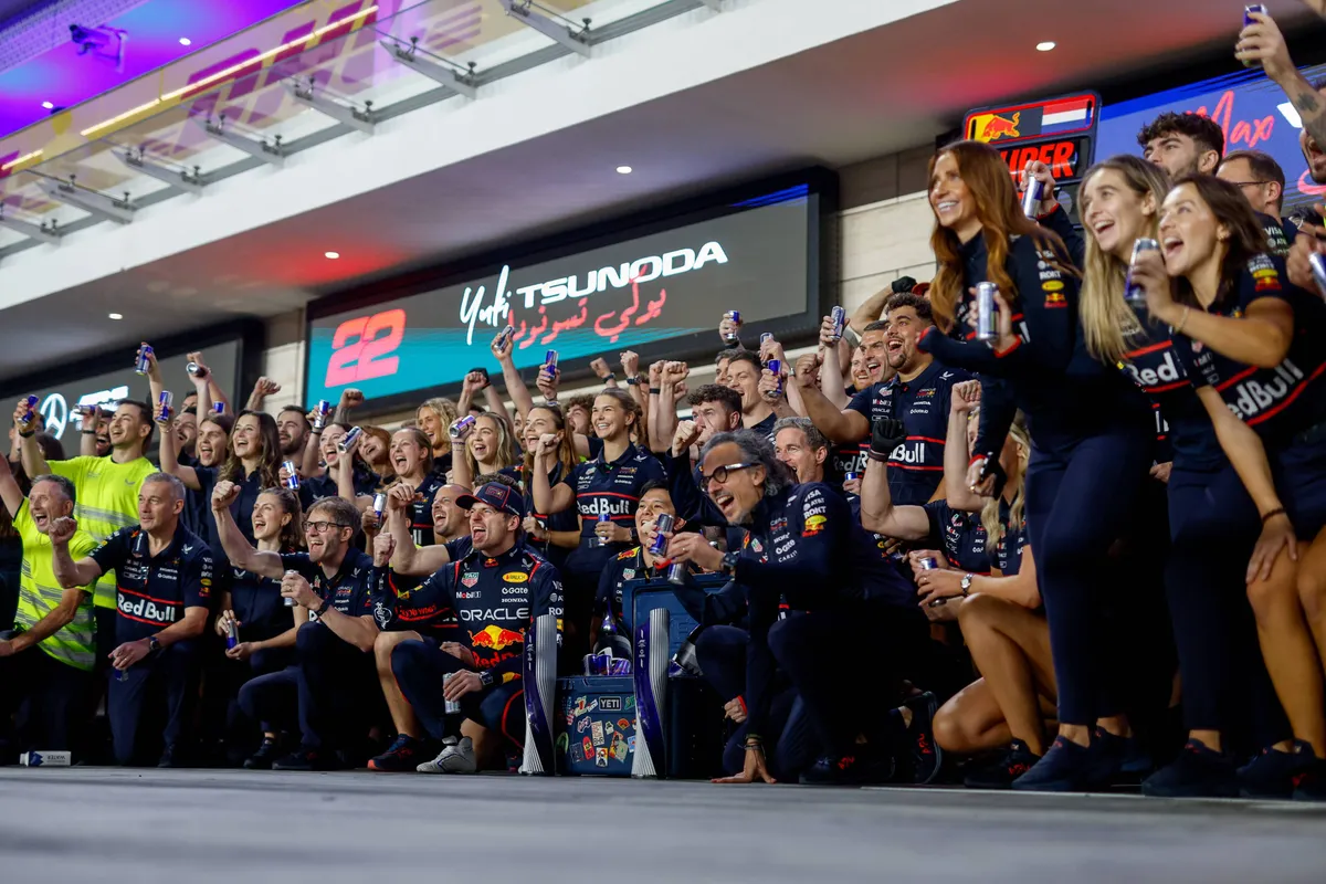 Red Bull viering overwinning Max Verstappen