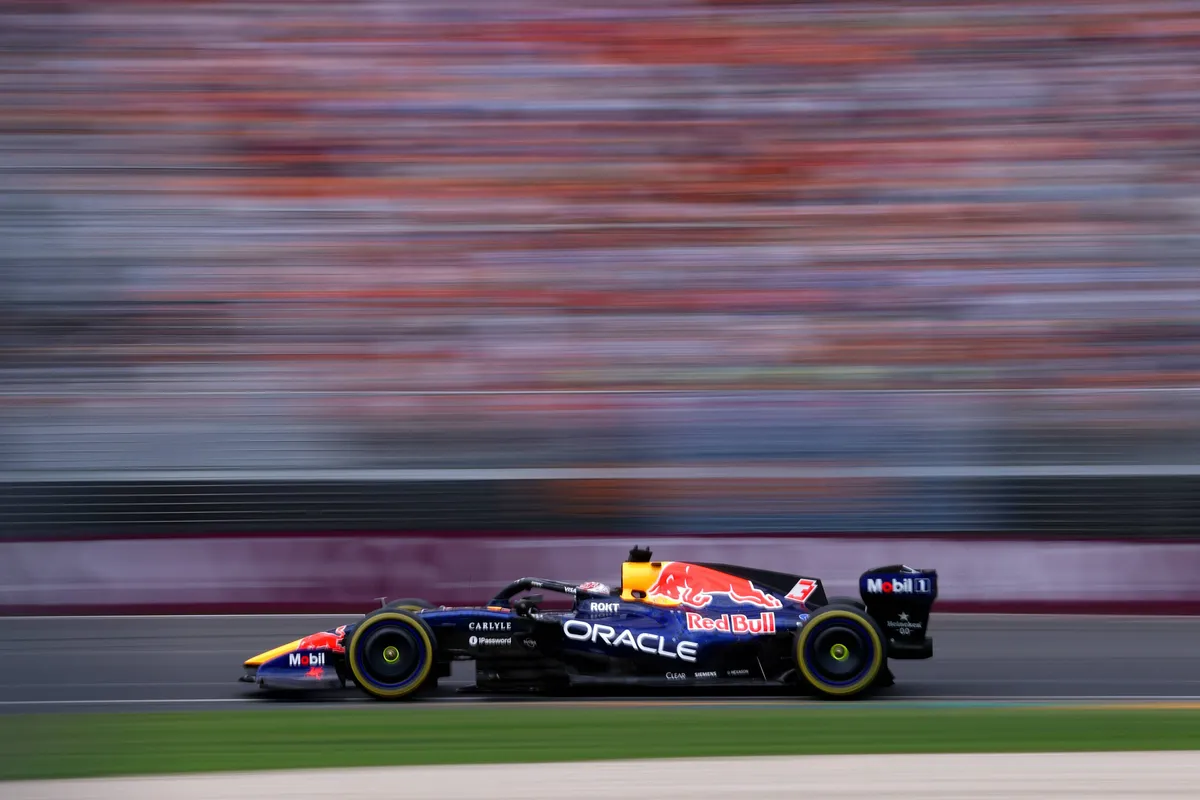 Max Verstappen in de RB22 tijdens de 2026 F1-race in Australië