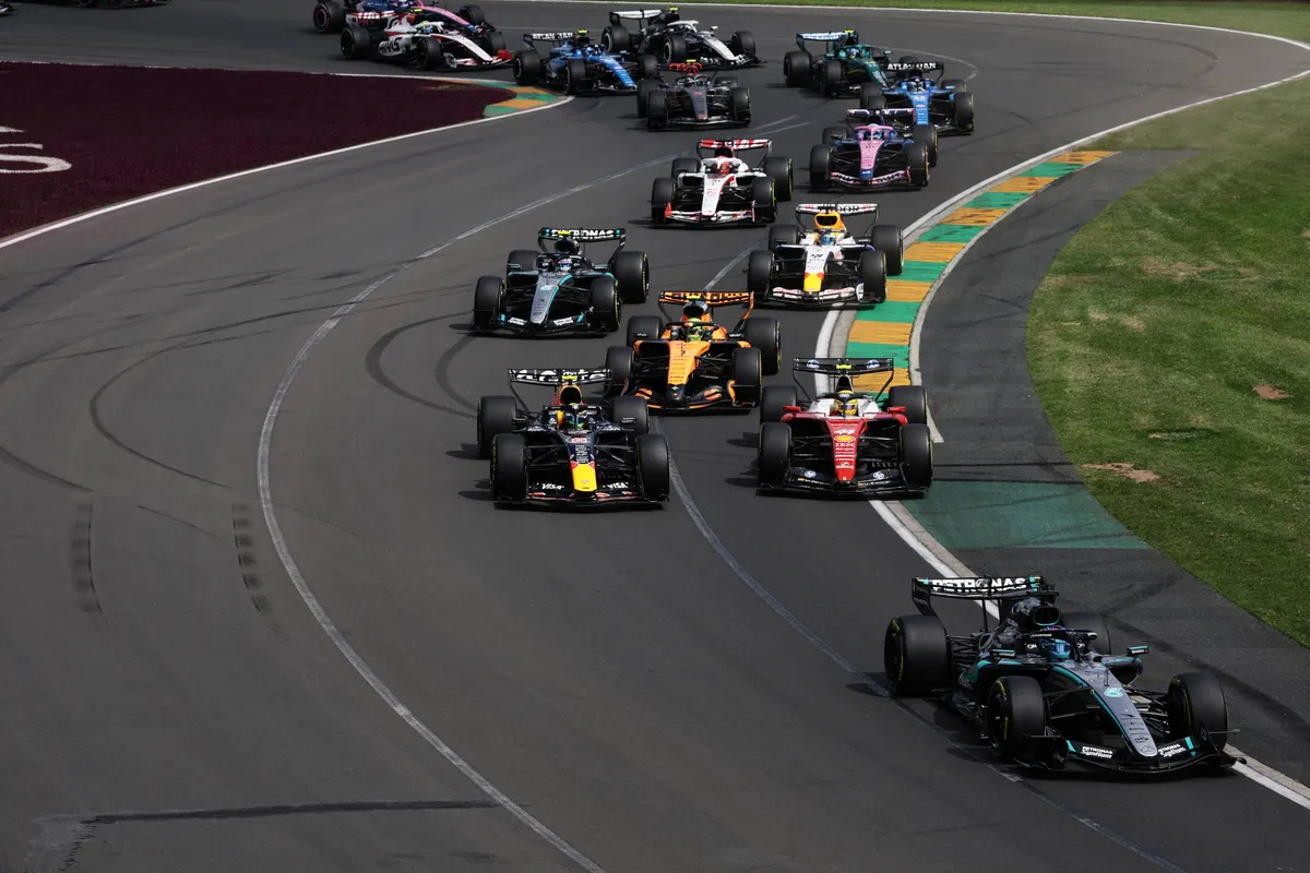 De racestart van de F1 Grand Prix van Australië in 2026