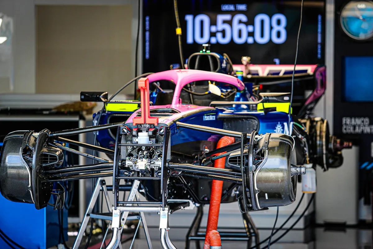 De Alpine van Pierre Gasly op donderdag in Miami in 2026