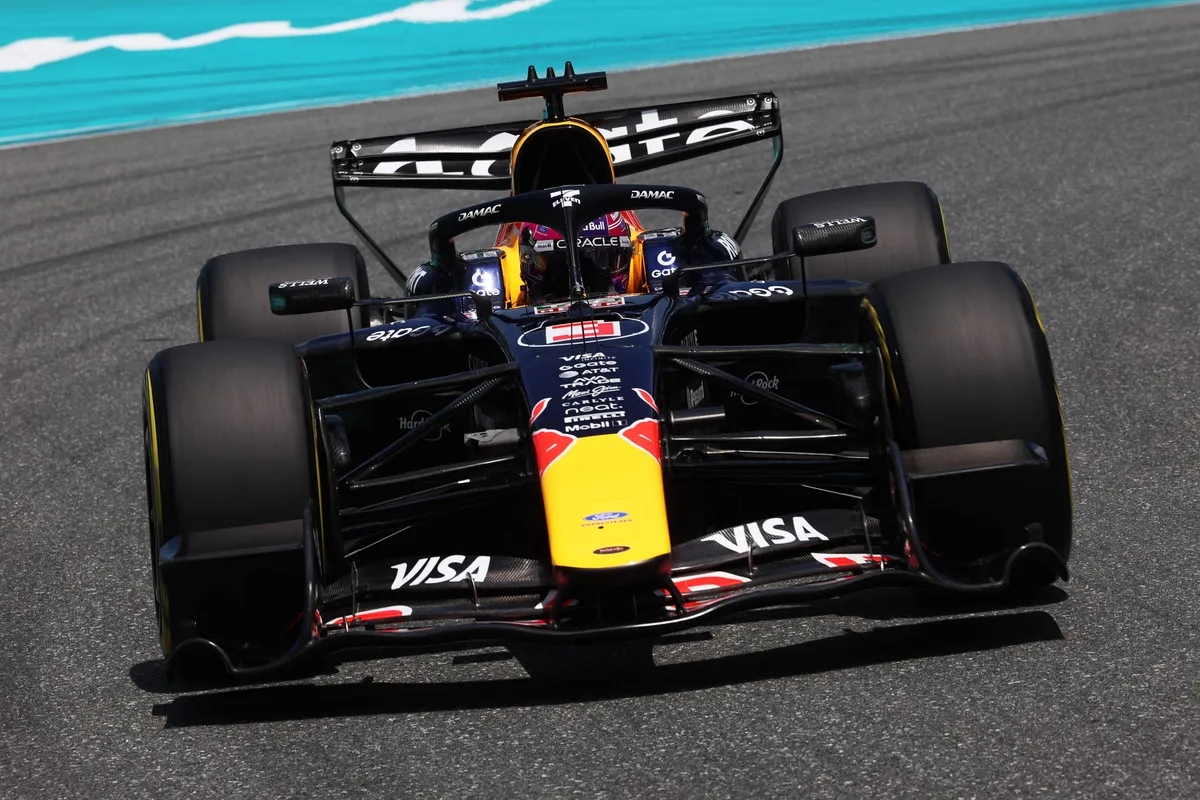 Red Bull-coureur Max Verstappen tijdens VT1 in Miami 2026