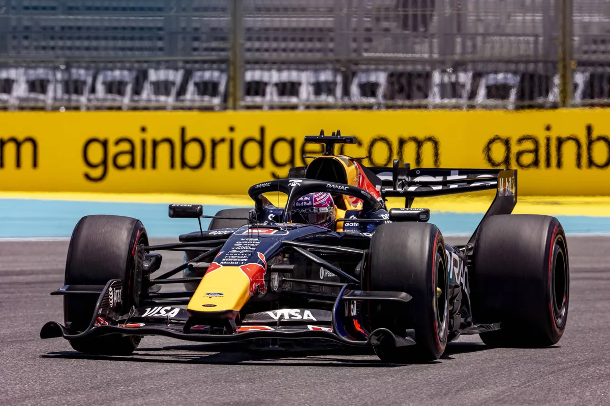 De Red Bull RB22 van Max Verstappen in Miami in 2026