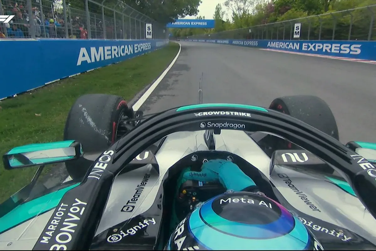 George Russell valt uit tijdens GP Canada