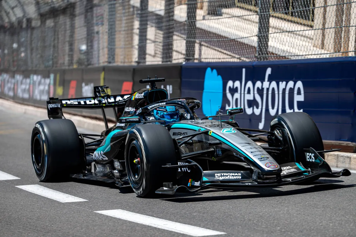 George Russell tijdens VT1 in Monaco in 2026