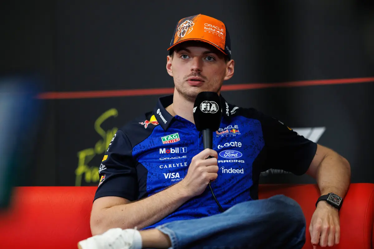 Red Bull-coureur Max Verstappen in de persconferentie in België 2026