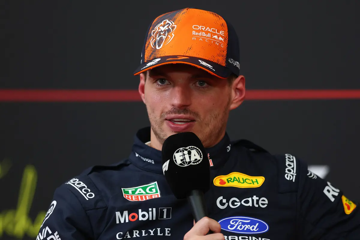 Max Verstappen in de persconferentie in België