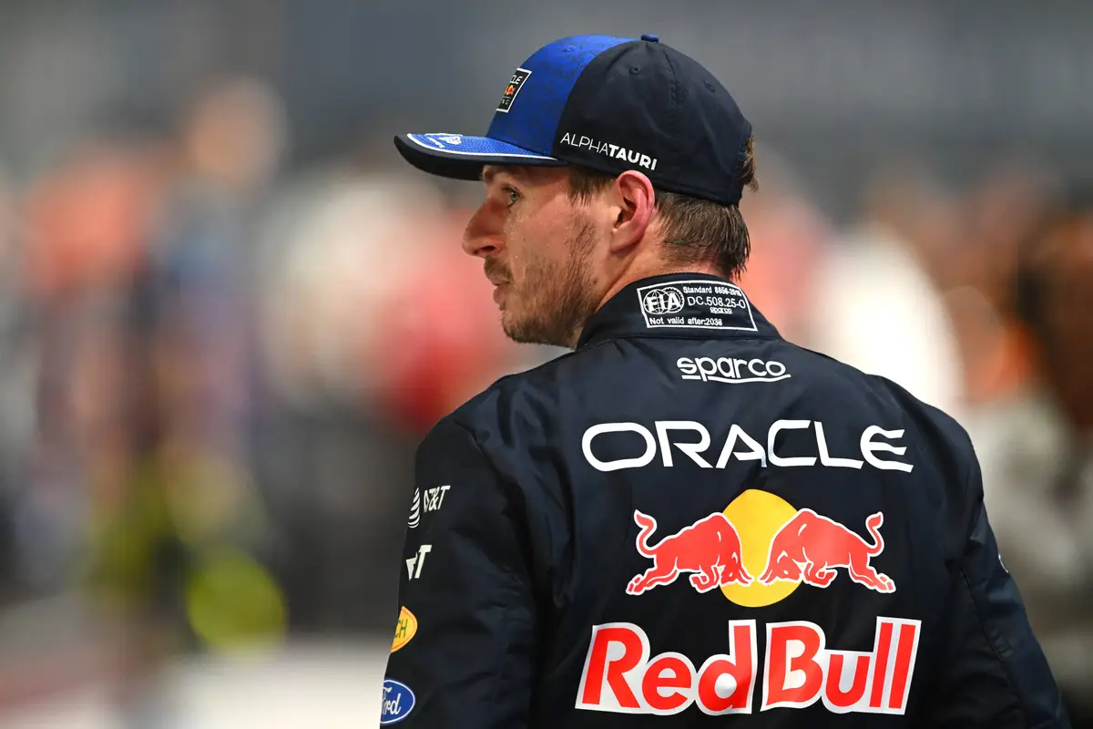Red Bull-coureur Max Verstappen na de kwalificatie voor de sprint in Singapore