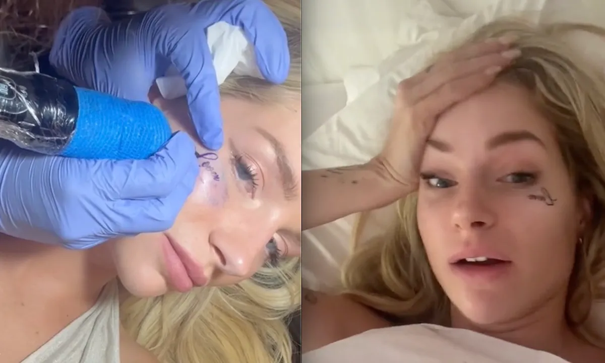 Zusje van Kate Moss zet in dronken omstandigheden gezichtstattoo