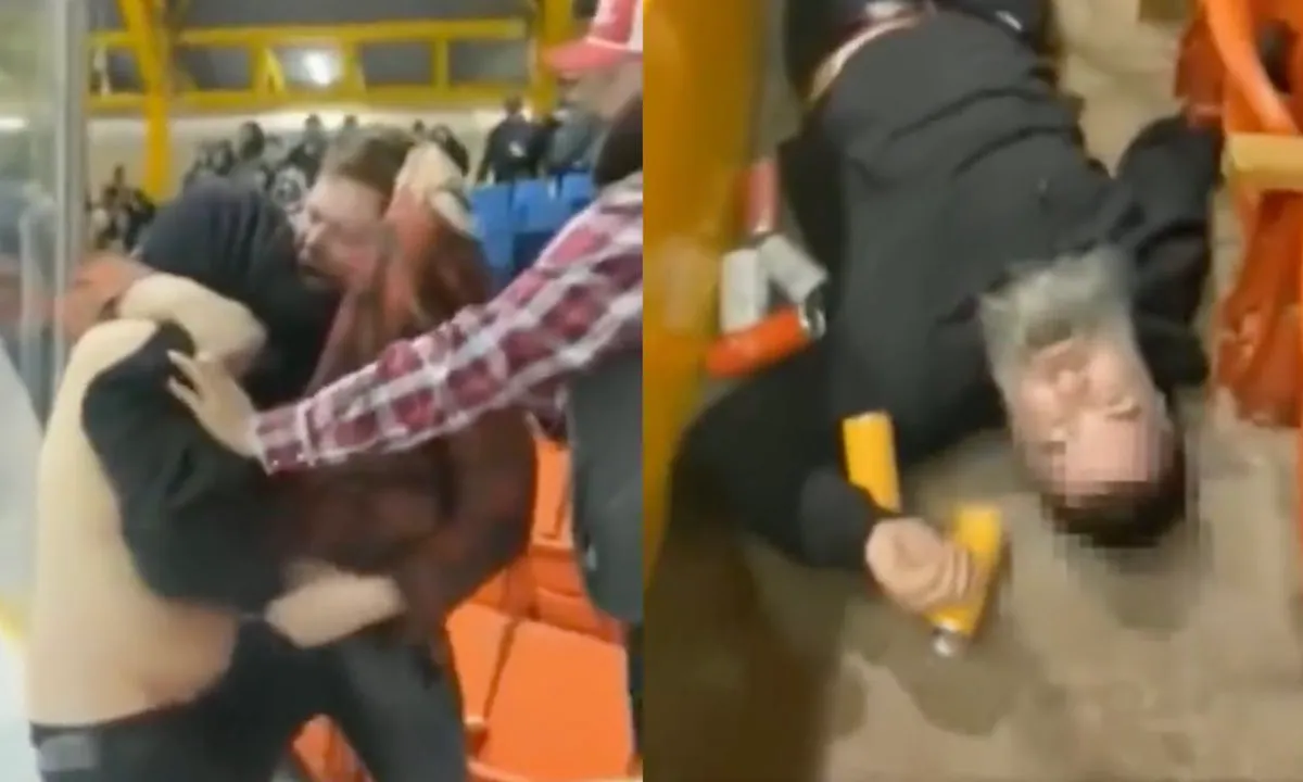 Vechtersbaas verliest gevecht, kopt zichzelf keihard knockout tegen het plexiglas