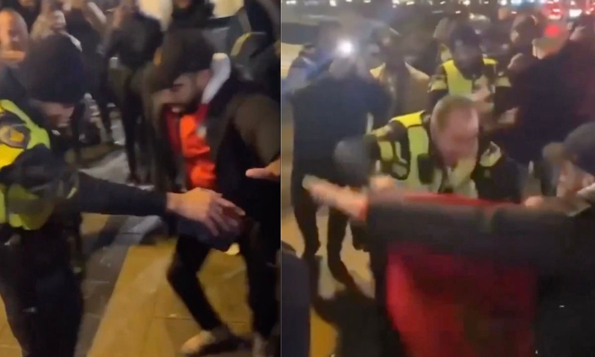 Politie viert feest met Marokkaanse voetbalfans