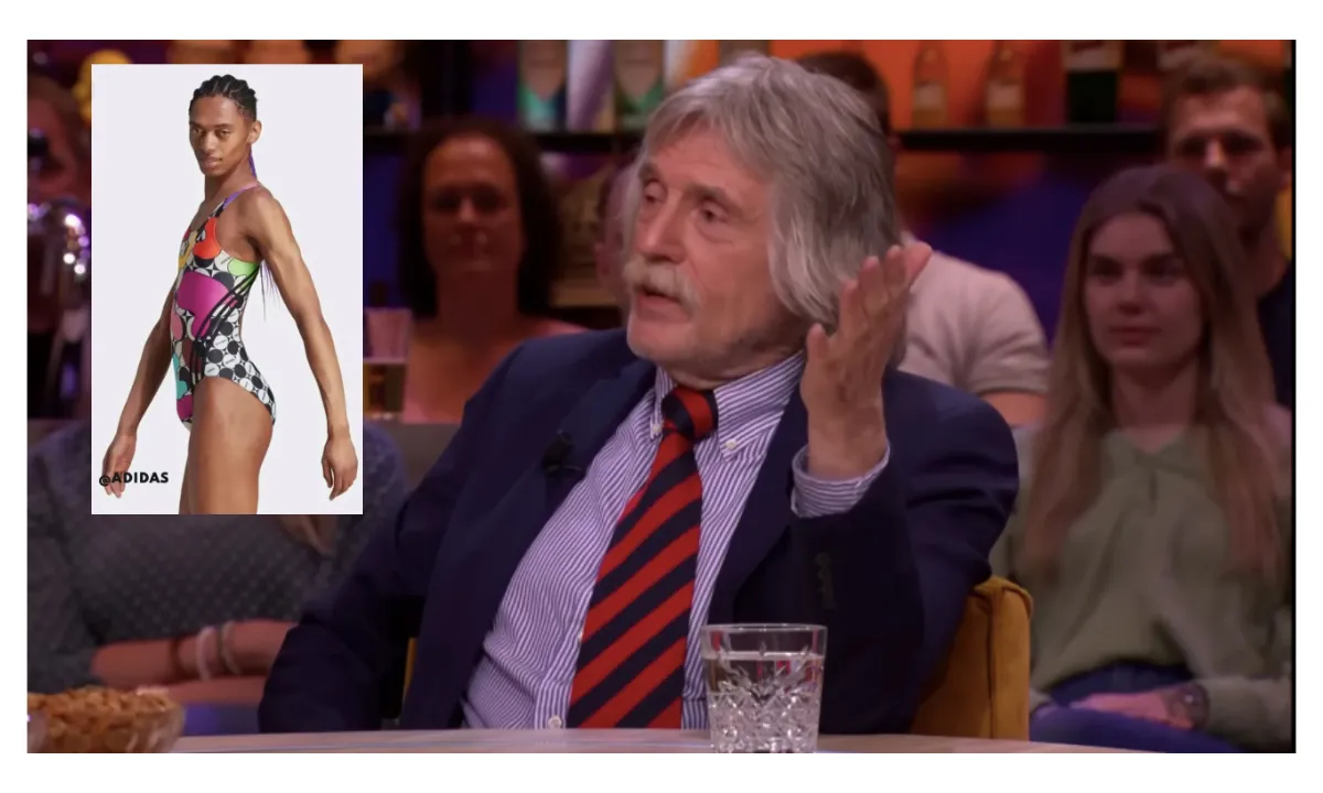 Johan Derksen vindt 'woke' mannenbadpak van Adidas belachelijk
