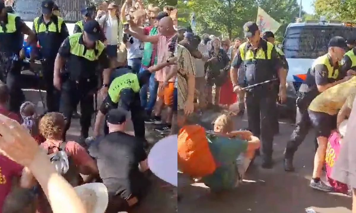Vraag: gebruikt de politie hier geweld tegen demonstranten van Extinction Rebellion?