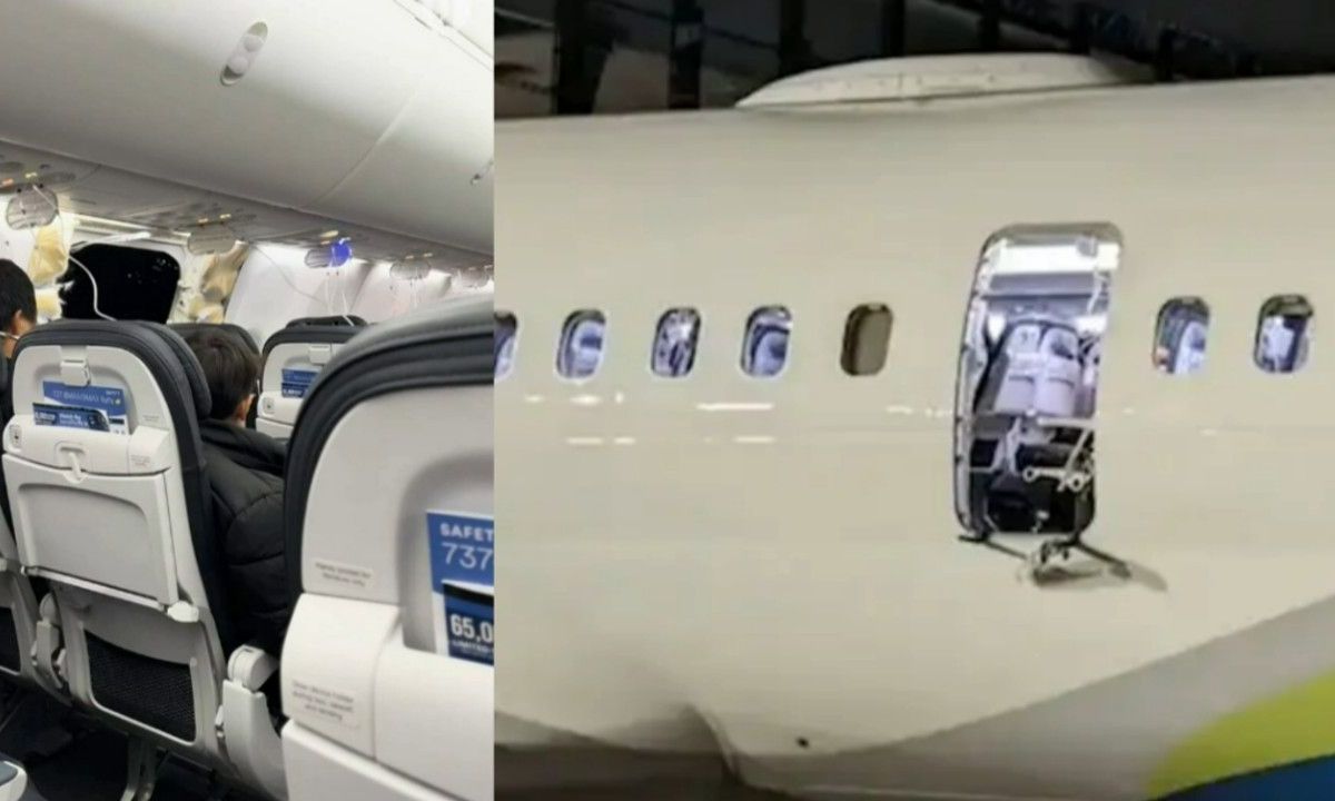 Paneel barst uit vliegtuig tijdens vlucht, passagier filmt alles