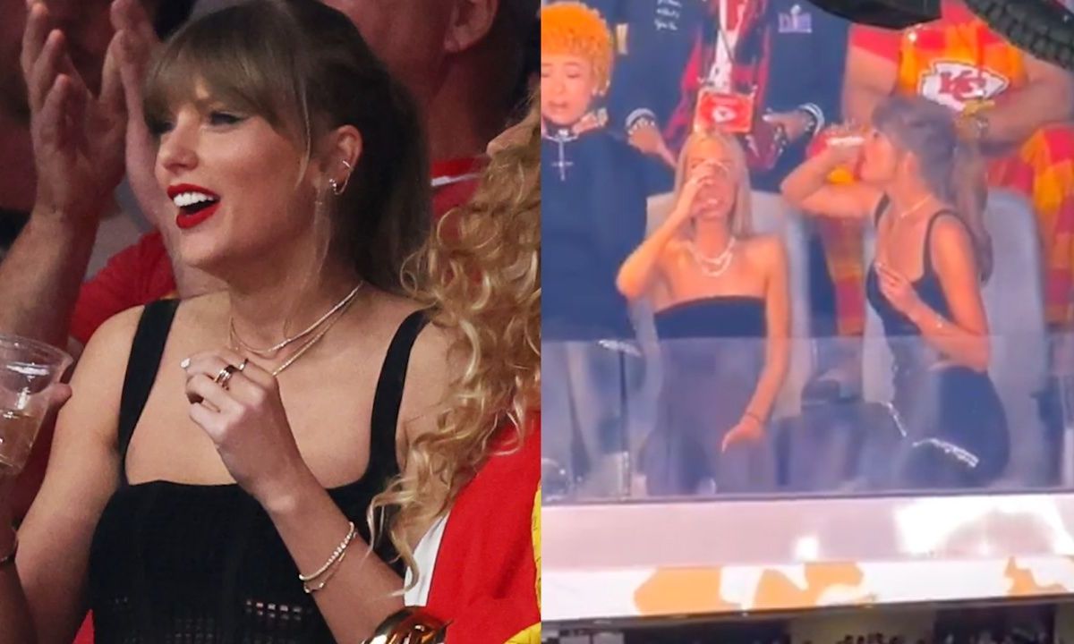 Ordinaire Taylor Swift slaat in 6,6 seconden een biertje achterover tijdens de Super Bowl