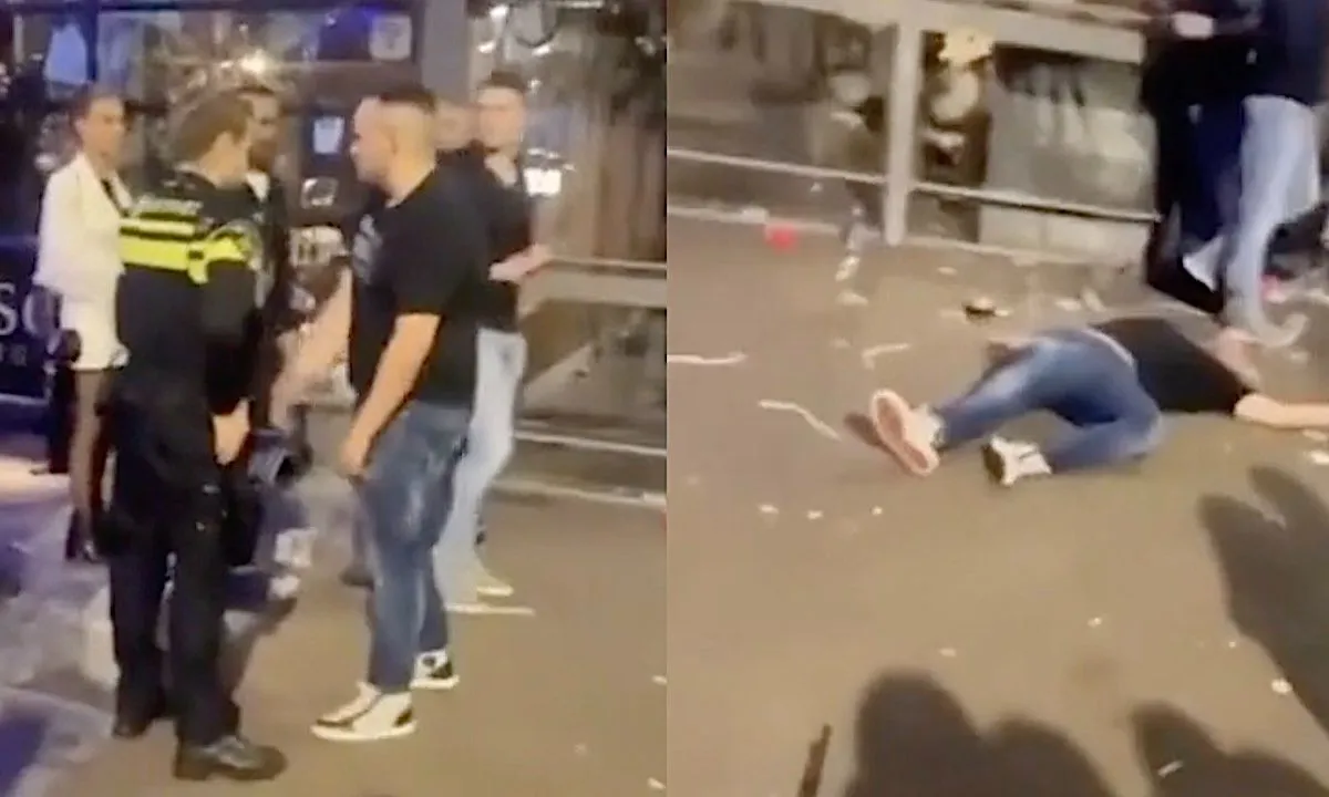 beveiliger haalt uit
