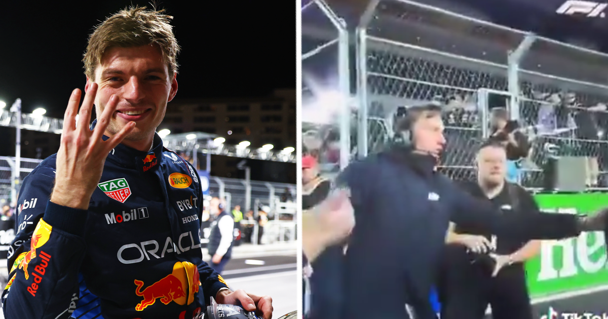 BN'er wil winst vieren met Max Verstappen en wordt hardhandig van racebaan gehaald (BEELDEN)